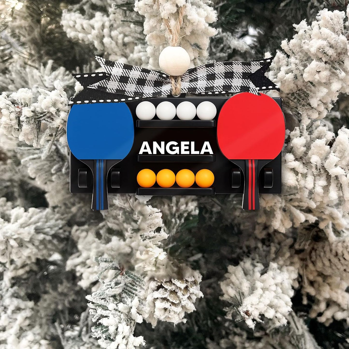 Custom Table Tennis Christmas Ornament – Personalized Ping Pong Player Gift, Acrylic 2D Flat Holiday Decoration, Unique Xmas Keepsake TT6