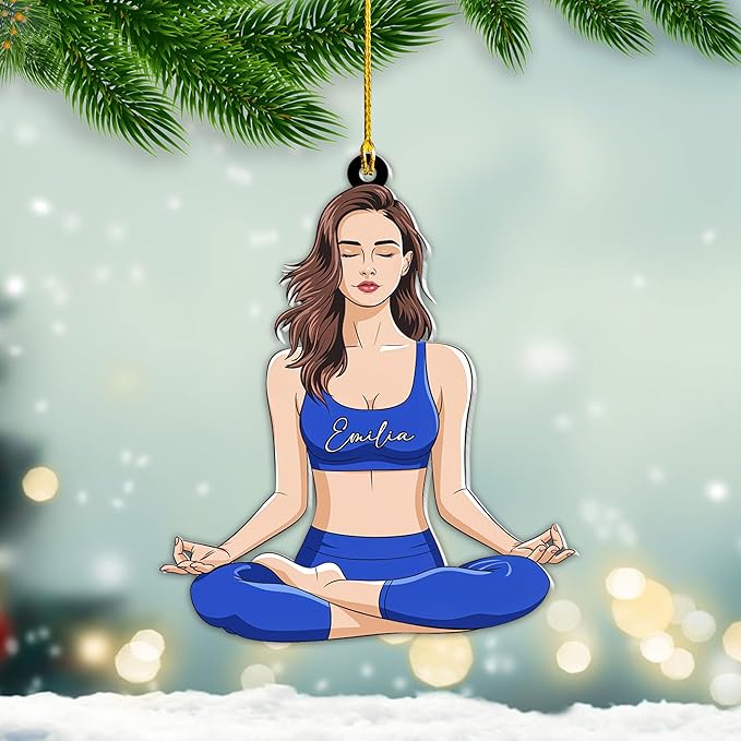 Personalized Yoga Lovers Ornament - Custom Yoga Christmas Decoration Gift LL13