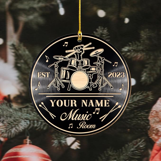 Custom Drum Set Ornament - Acrylic Christmas Gift for Drummers & Music Lovers LL15