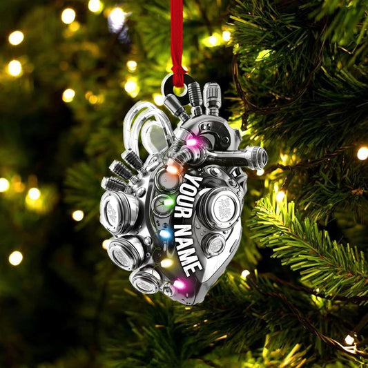 Custom Drag Racing Ornament – Personalized Hot Rod Engine Acrylic Christmas Decoration, Mechanic Gift for Car Lovers TDR10