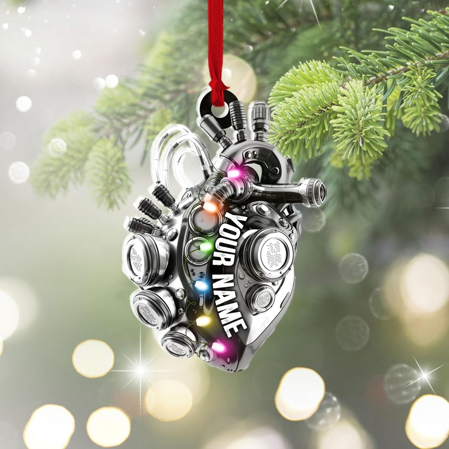 Custom Drag Racing Ornament – Personalized Hot Rod Engine Acrylic Christmas Decoration, Mechanic Gift for Car Lovers TDR10