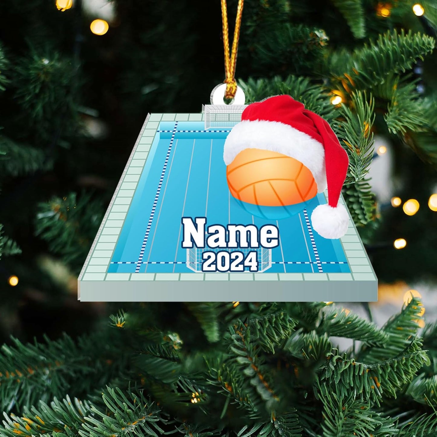 Custom Name Water Polo Ball Christmas Ornament – Personalized Polo Ornament, Sport Holiday Tree Decoration, Gift for Water Polo Players TW06