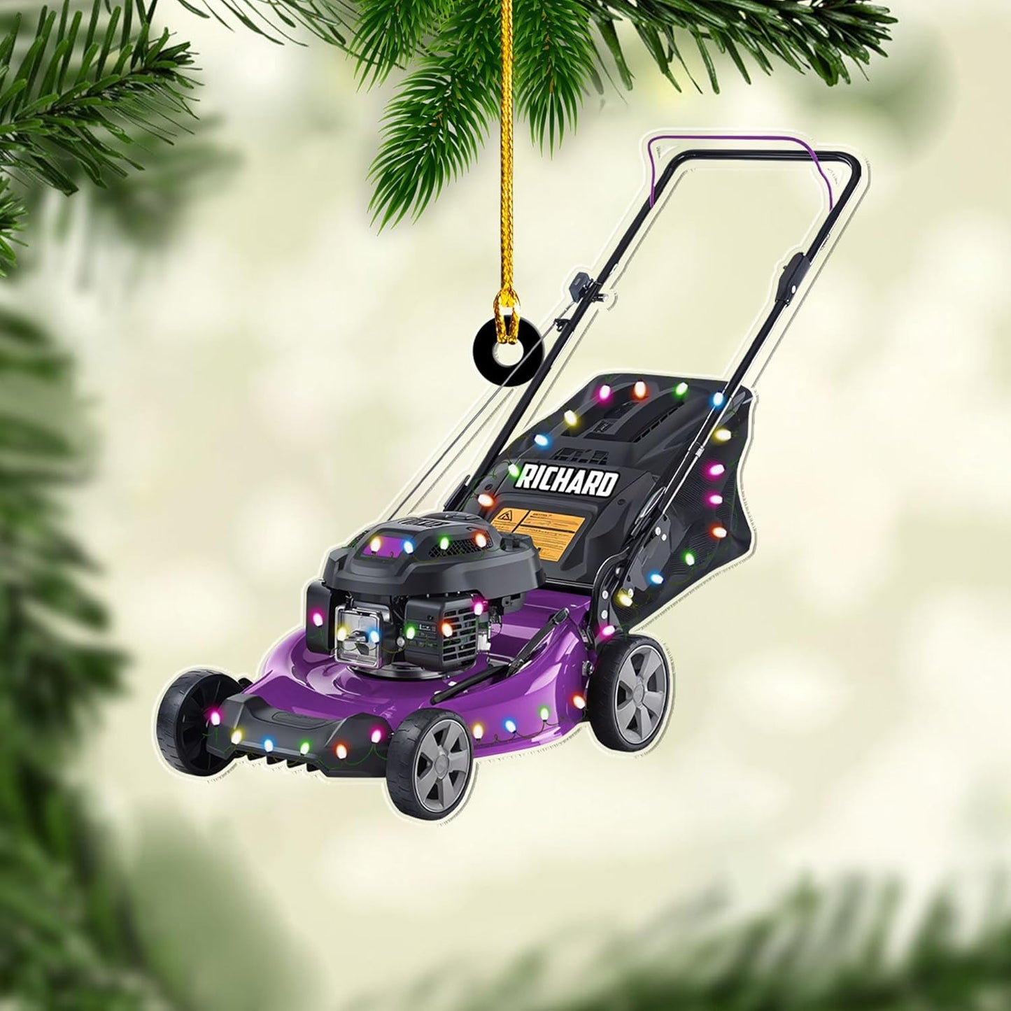 Personalized Lawn Mower Christmas Ornament | Custom Name Gardening Holiday Keepsake Gift for Gardeners & Lawn Care Workers TG59