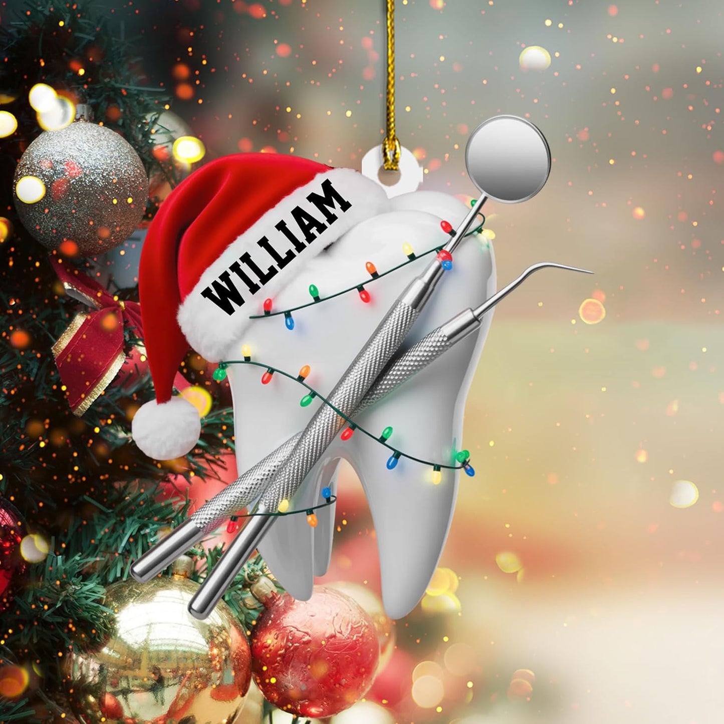 Custom Tooth Dentist Christmas Ornament