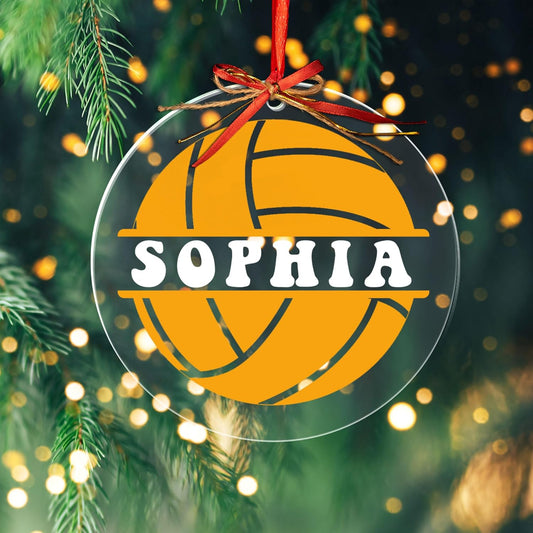 Custom Name Water Polo Ball Christmas Ornament – Personalized Water Polo Ball Ornament, Sport Holiday Tree Decoration, Gift for Water Polo Players TW3