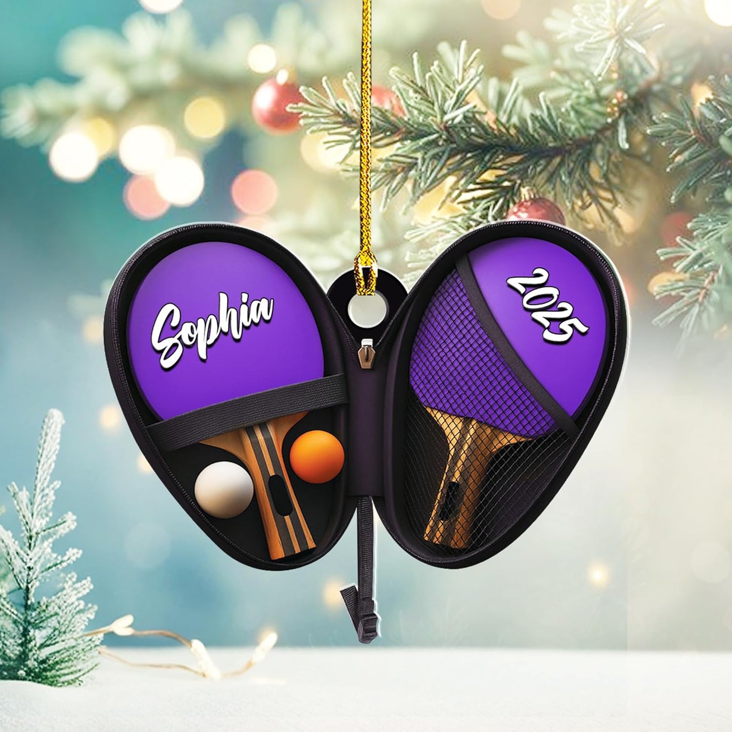 Custom Name Table Tennis Christmas Ornament – Personalized Acrylic Ping Pong Player Gift, Sport-Themed Holiday Decoration TT18