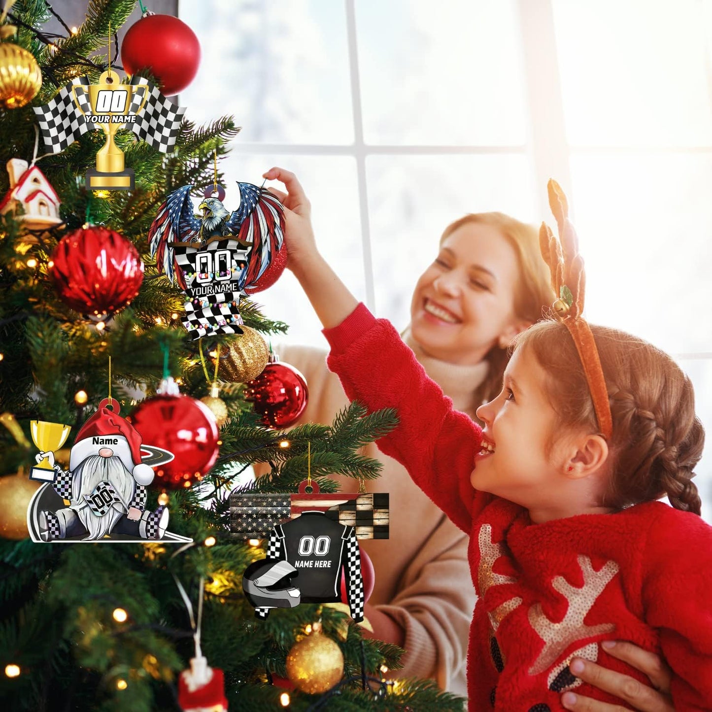 Custom Race Car Christmas Ornament – Personalized Acrylic Racing Car Decoration, Motorsport Gift for Drivers TR10