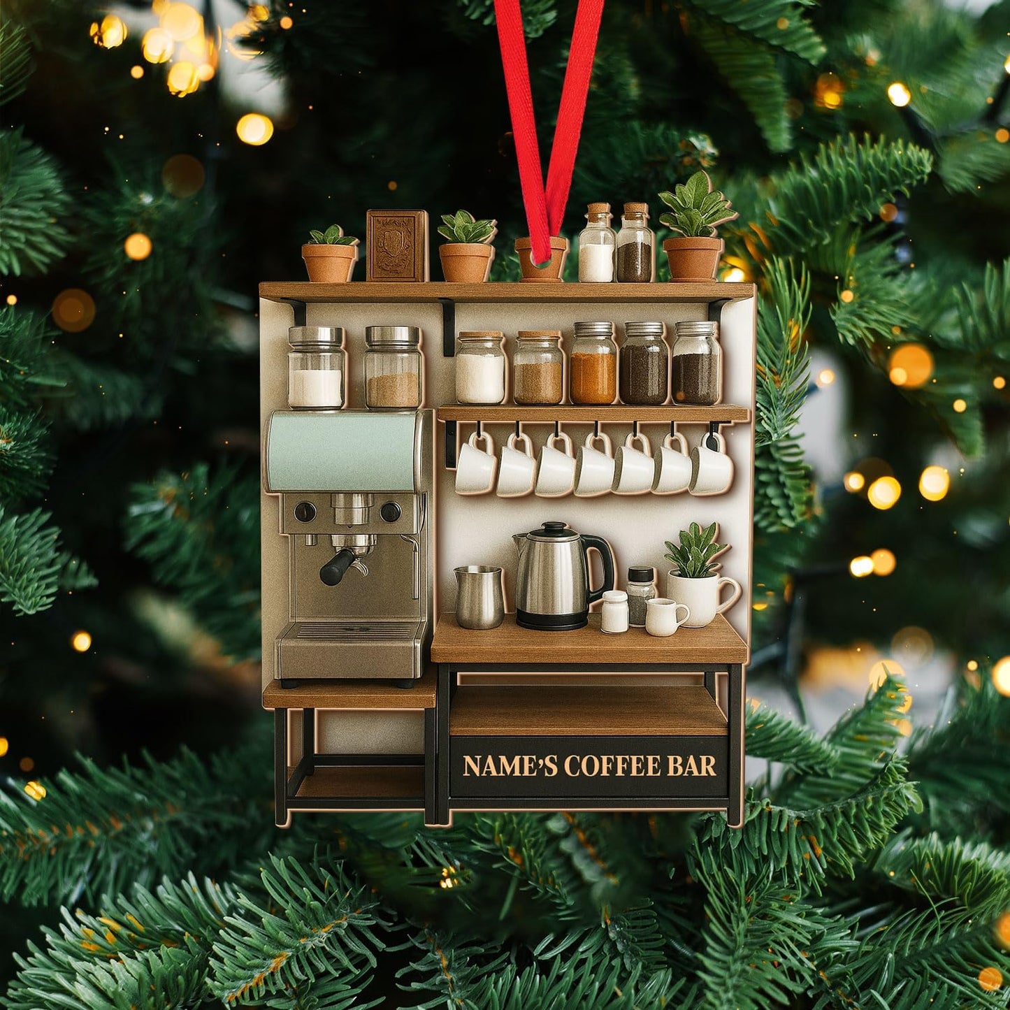 Personalized Coffee Bar Ornament – Unique Holiday Keepsake for Coffee Lover TC23