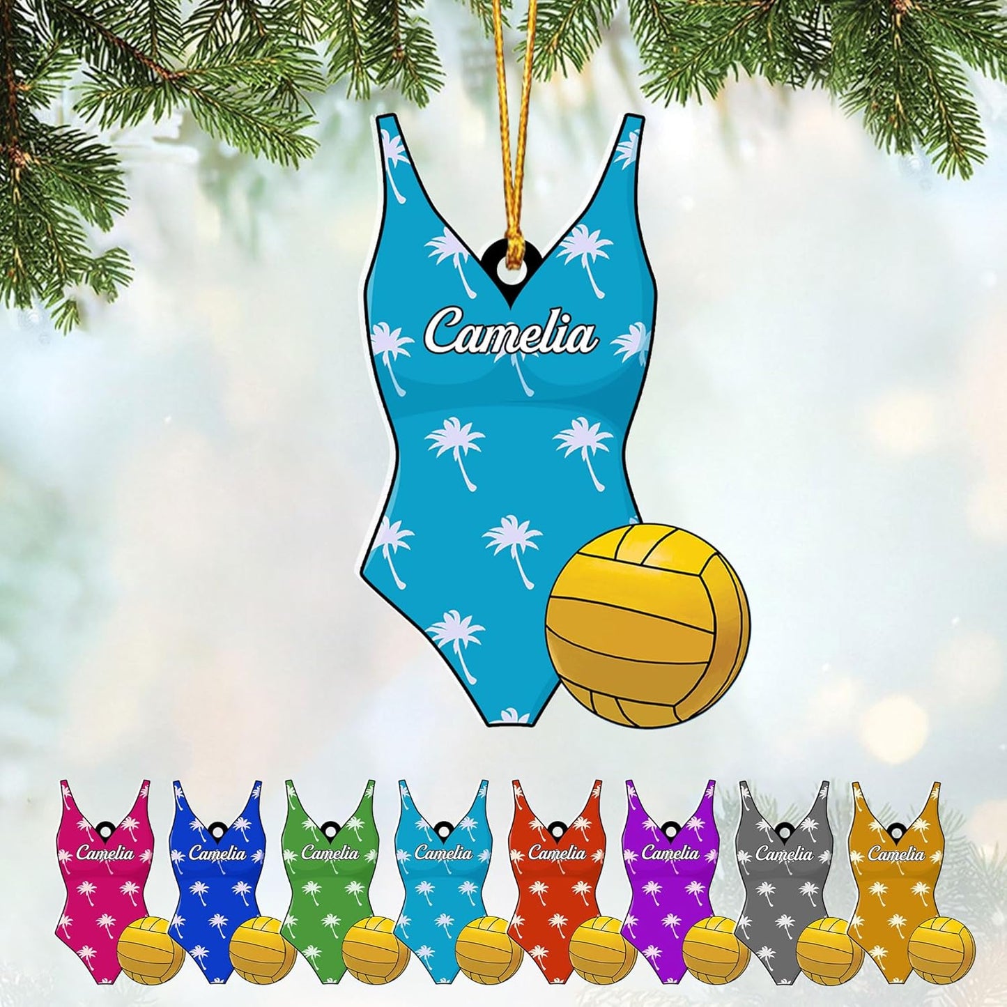Custom Name Water Polo Woman Christmas Ornament – Personalized Water Polo Girl Ornament, Sport Holiday Tree Decoration, Gift for Water Polo Players TW5