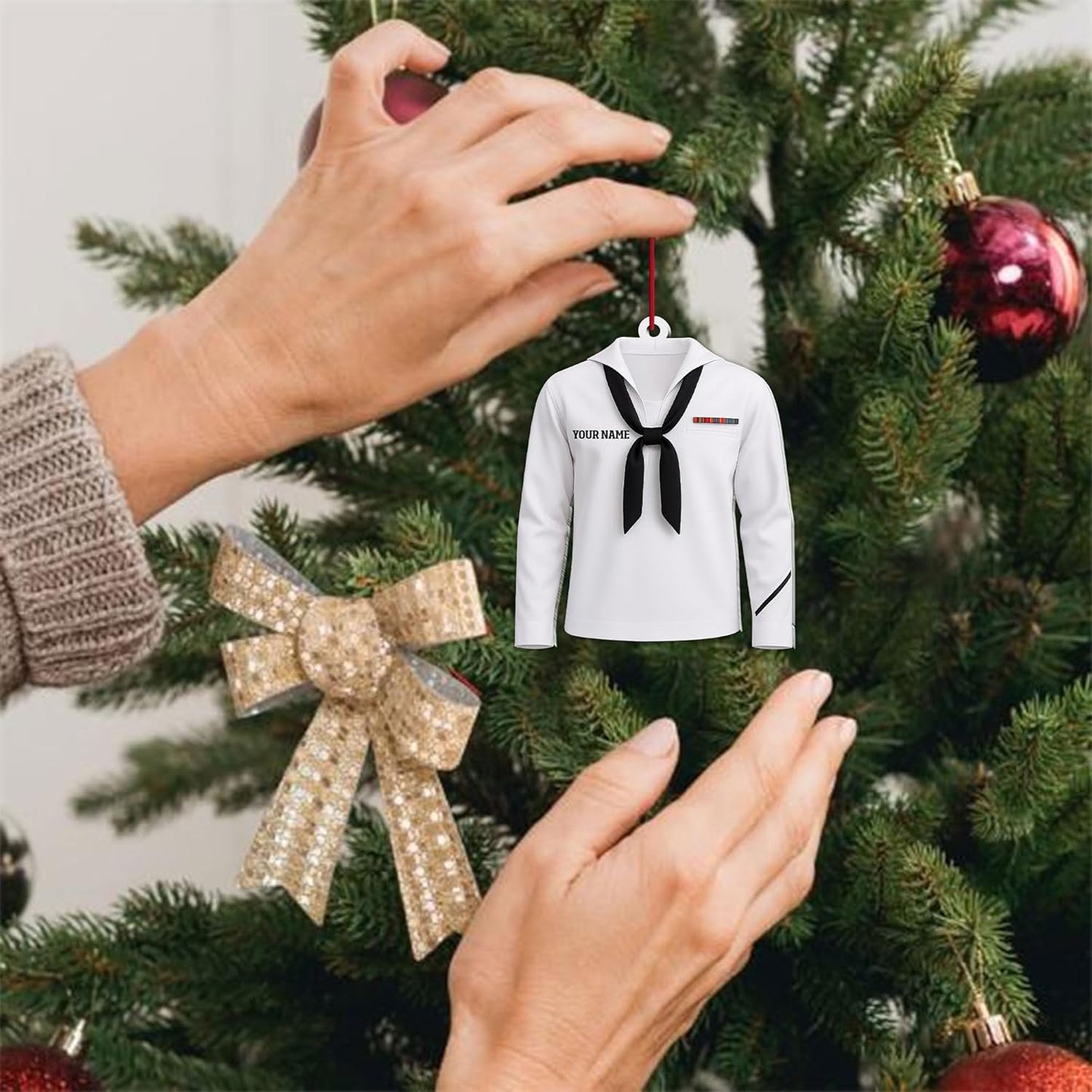 Personalized Sailor Ornament – Custom Captain Sailor Acrylic Ornament, Unique Sailing Glass Keepsake, Navy Captain Holiday Gift for Sailors TS12