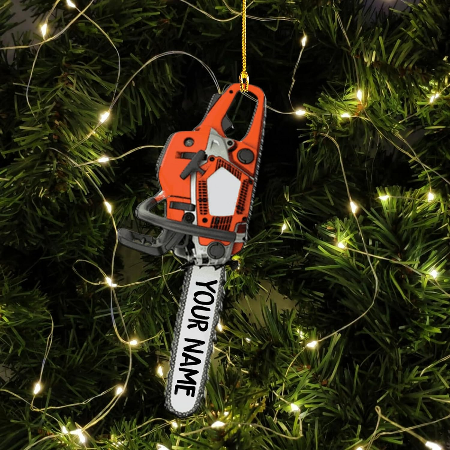 Personalized Chainsaw Ornament – Carpenter Lumberjack Christmas Ornament H2