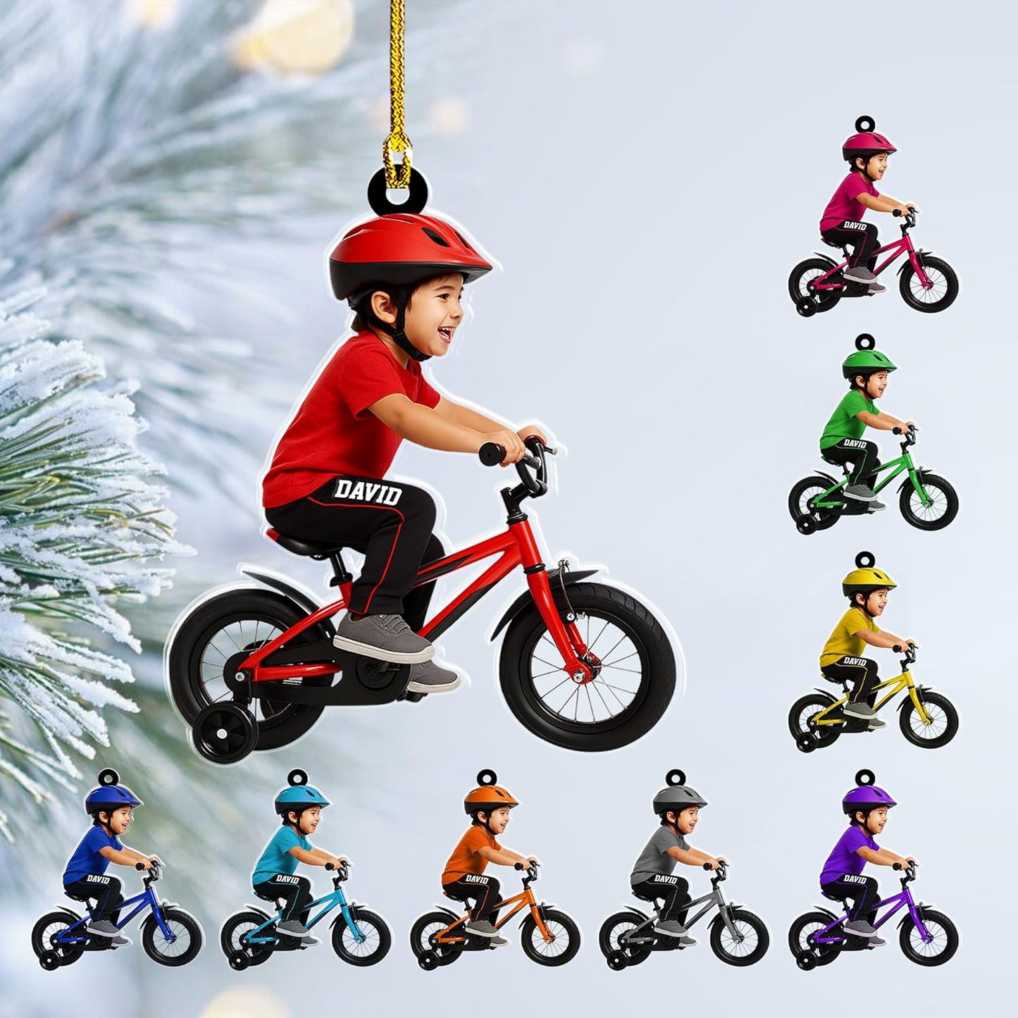 Custom Name Cycling Acrylic Ornament – Personalized Bike Gift, Christmas Tree Keepsake for Cycling Enthusiasts TC35