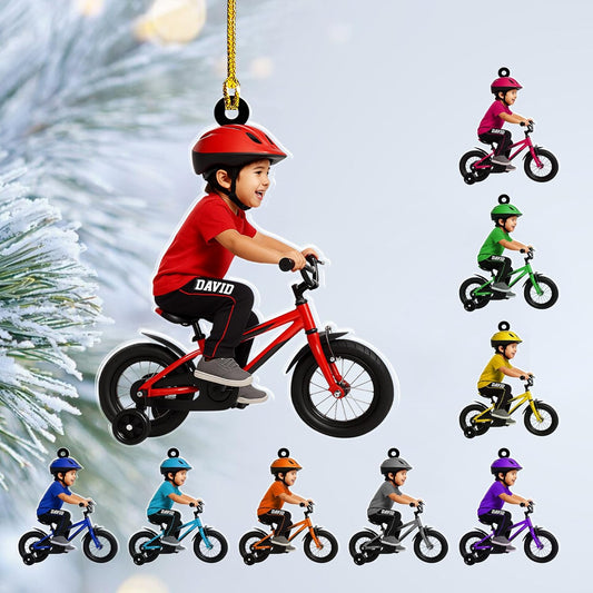 Custom Name Cycling Acrylic Ornament – Personalized Bike Gift, Christmas Tree Keepsake for Cycling Enthusiasts TC35