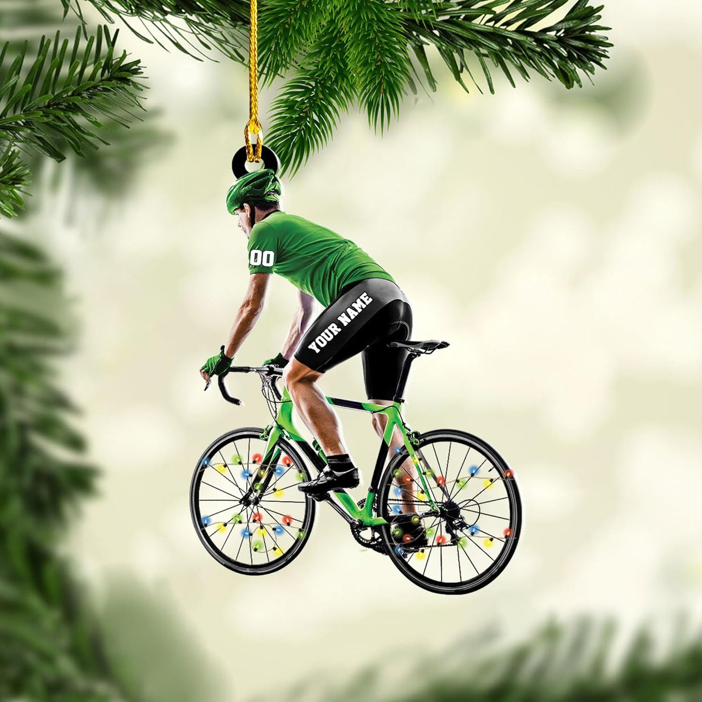 Custom Name Mountain Biking Ornament – Personalized Acrylic Cycling Christmas Gift, Sport Holiday Keepsake TB18