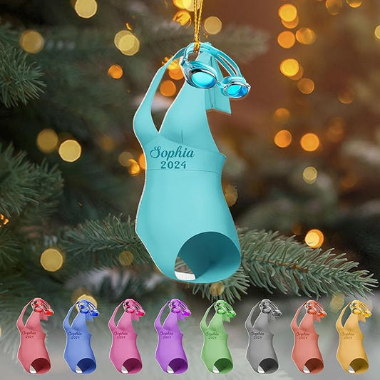 Personalized Swimming Ornament - Custom Swimmer Christmas Gift for Boys, Girls & Pool Lovers LL12