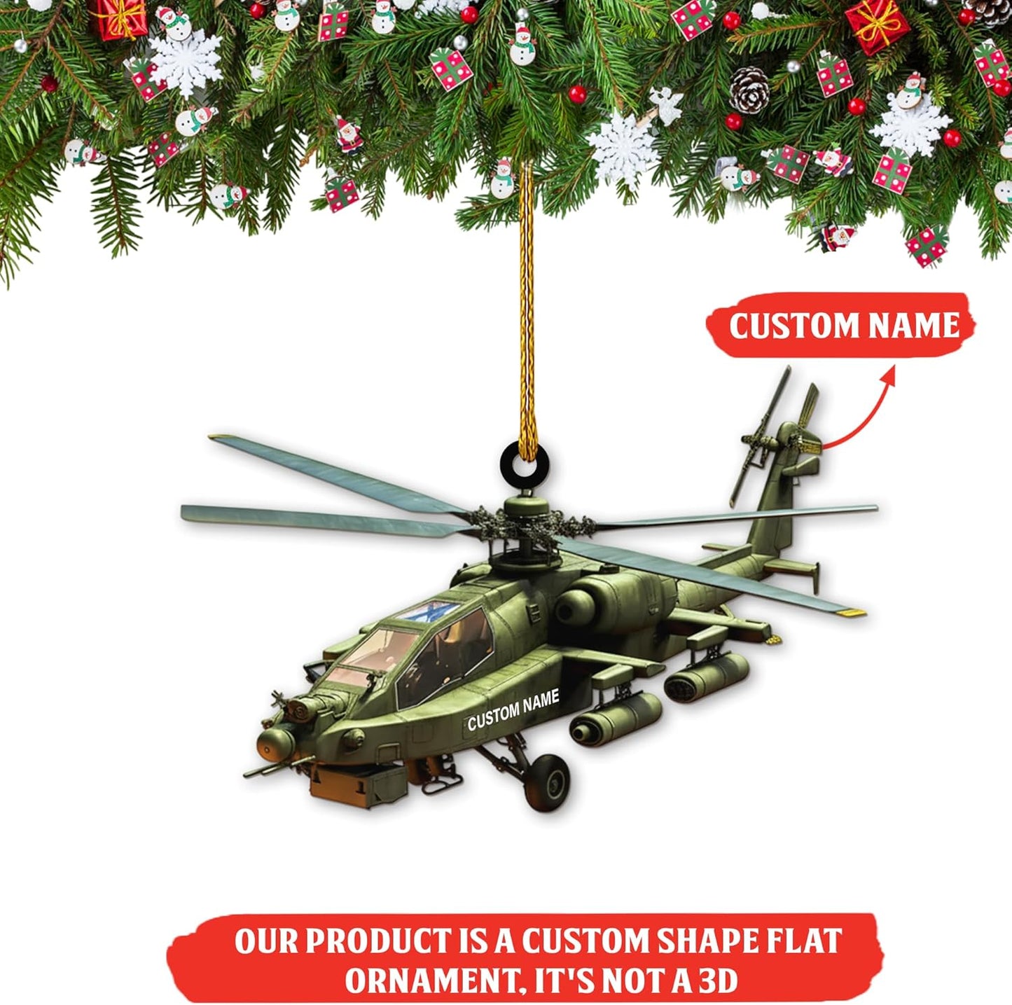 Custom Name Pilot Helicopter Christmas Ornament