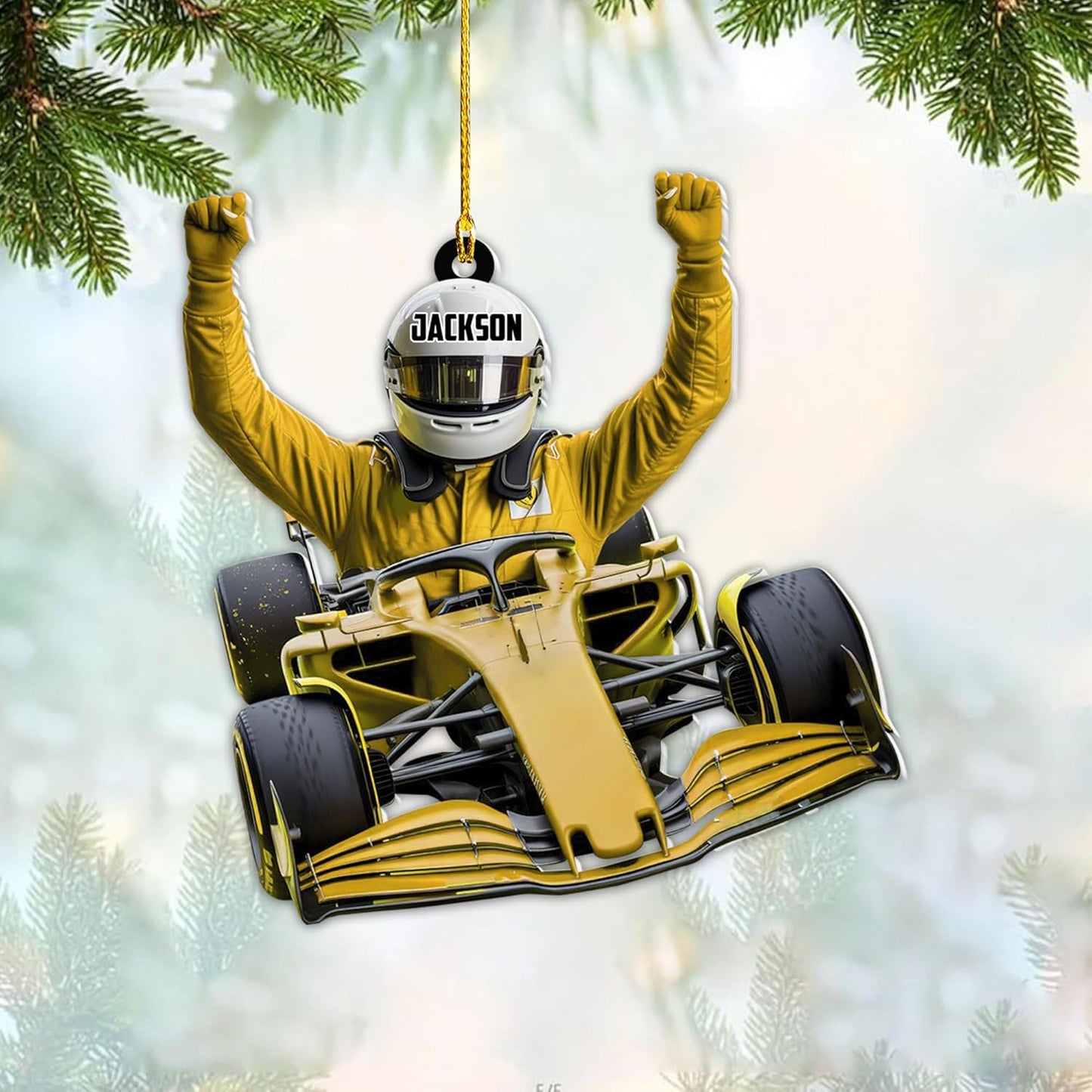 Custom Race Car Christmas Ornament – Personalized Acrylic Racing Car Decoration, Motorsport Gift for Drivers TR9