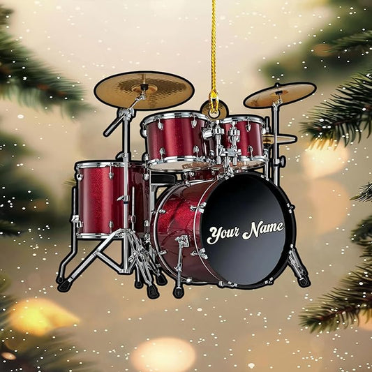 Personalized Drum Set Ornament - Custom Acrylic Christmas Gift for Drummers & Music Lovers LL7