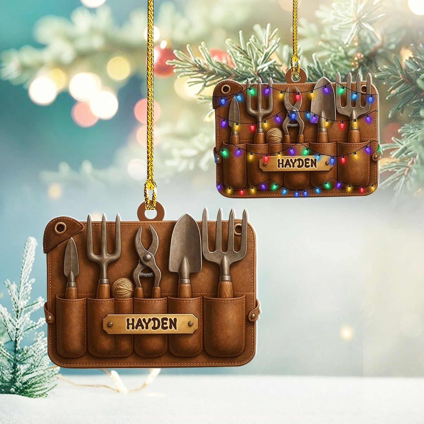 Personalized Gardening Acrylic Ornament – Custom Name Garden Tools Christmas Tree Decoration for Gardeners & Plant Lovers TG6