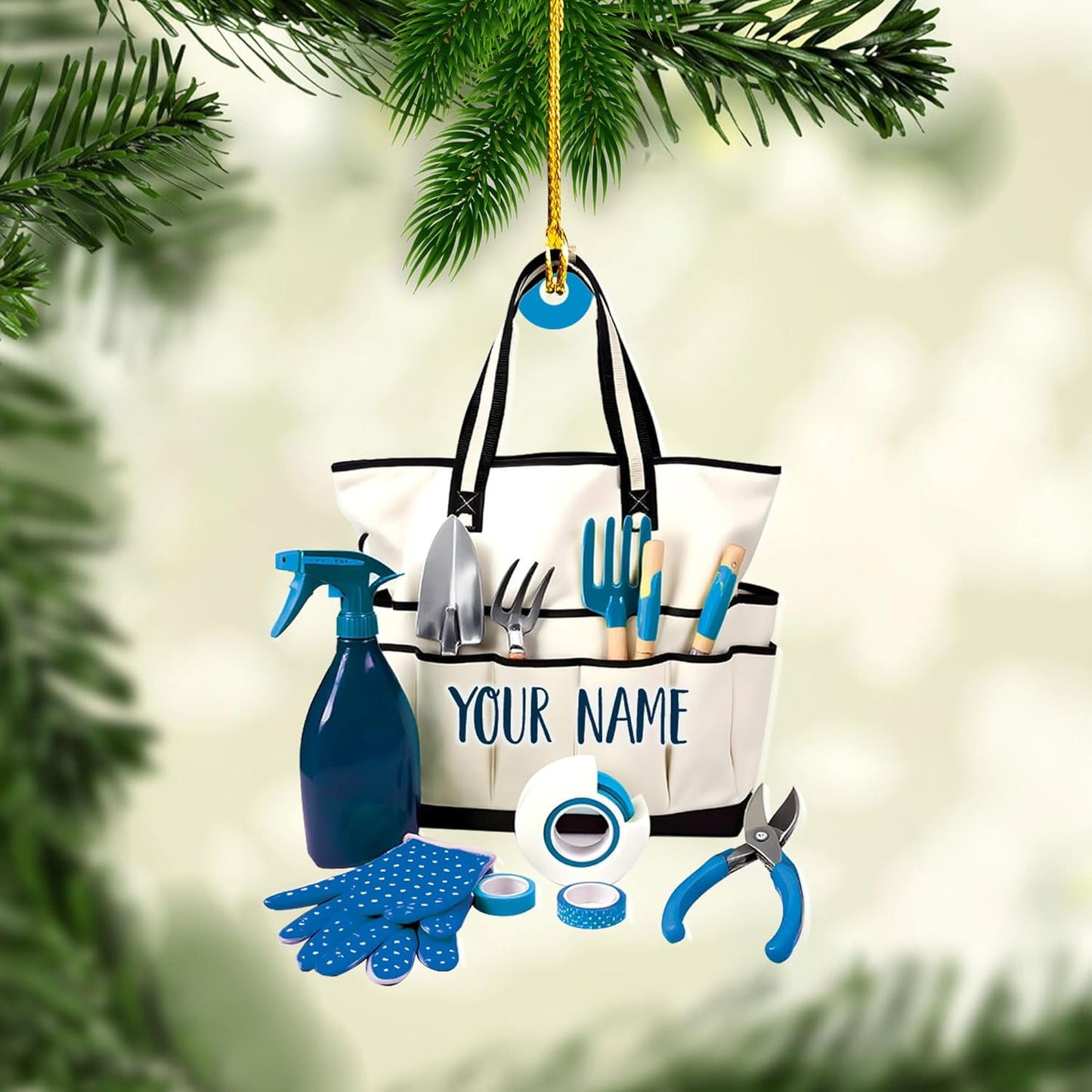 Custom Name Garden Equipment Ornament | Gardener Christmas Tree Decor Gift for Plant & Nature Lovers TG86