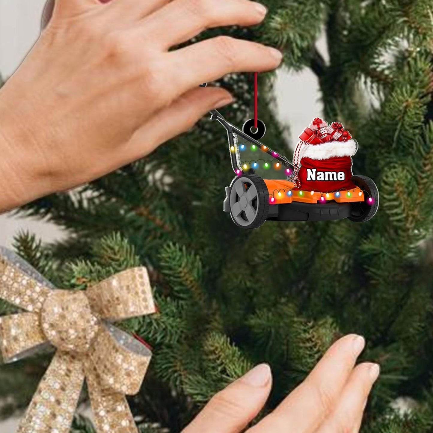 Personalized Lawn Mower Christmas Ornament | Custom Lawn Care Holiday Tree Decoration for Gardeners & Landscapers TG98