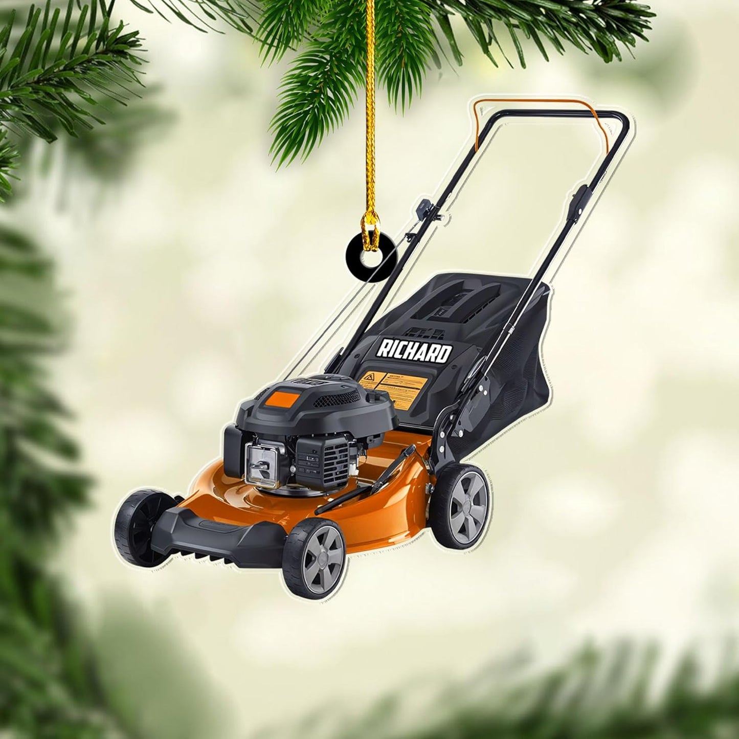 Personalized Lawn Mower Christmas Ornament | Custom Name Gardening Holiday Keepsake Gift for Gardeners & Lawn Care Workers TG59