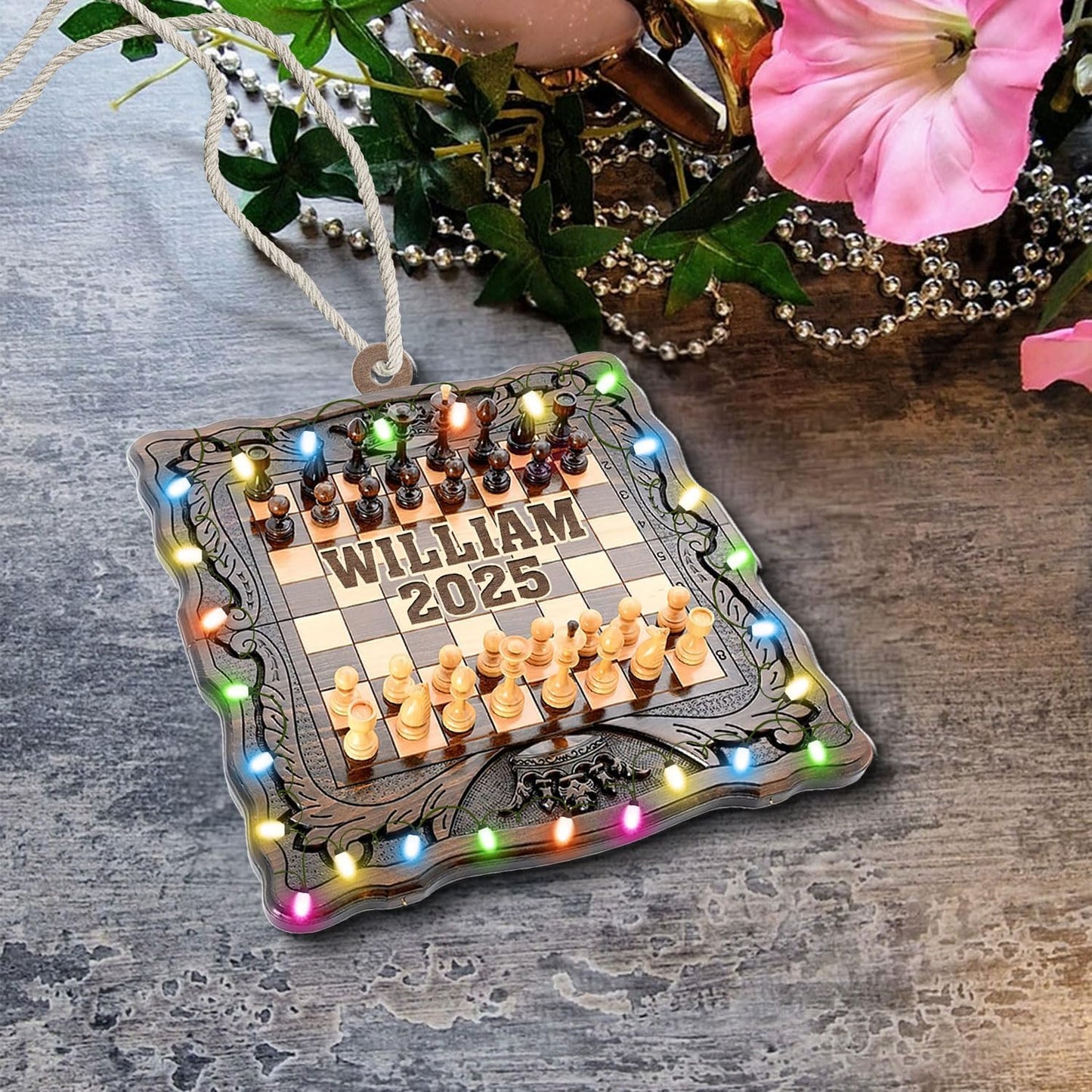 Personalized Name Chess Ornament Gift for Men Women Chess Team Player N24