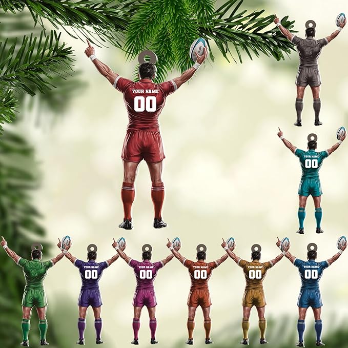 Personalized Rugby Player Christmas Gift for Sports Lovers - Rugby Ornament LL30