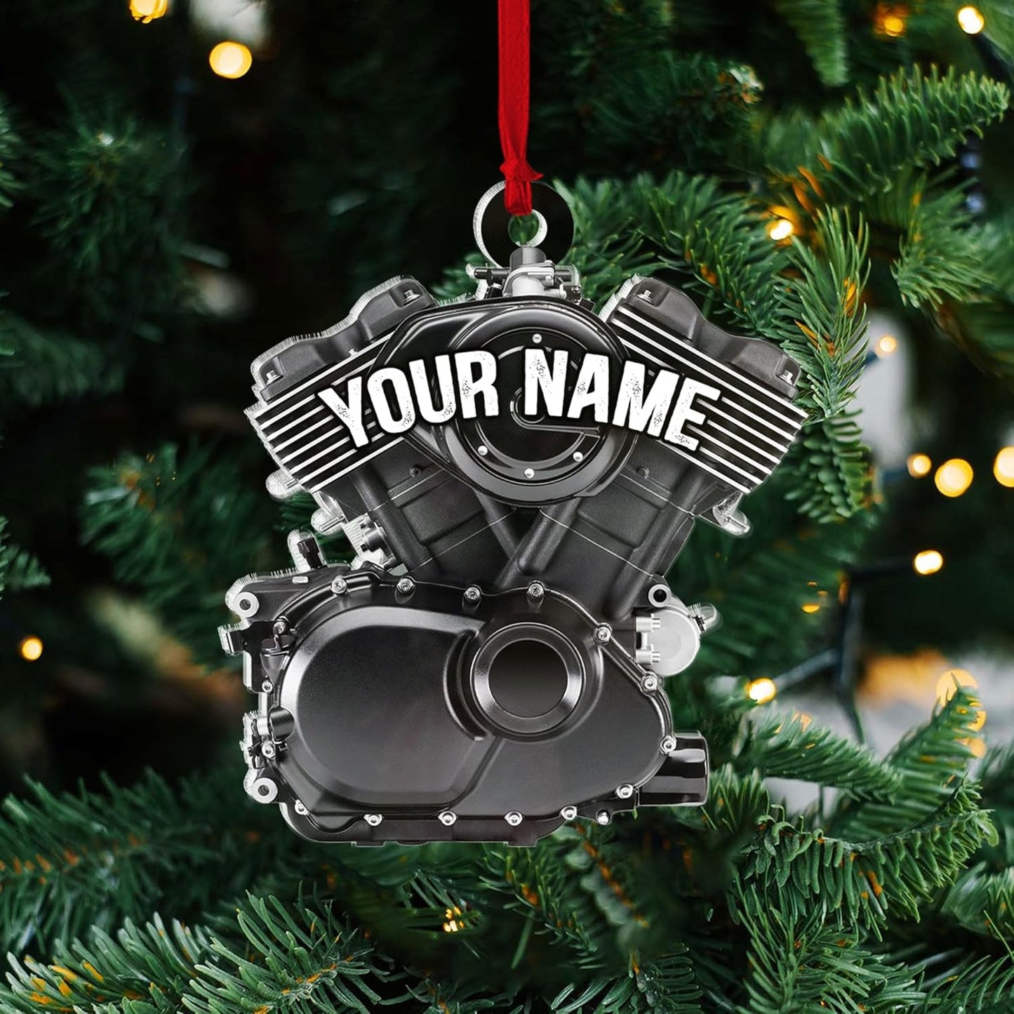 Custom Drag Racer Ornament – Personalized Acrylic Engine Design, Power Tool Themed Christmas Gift TDR8
