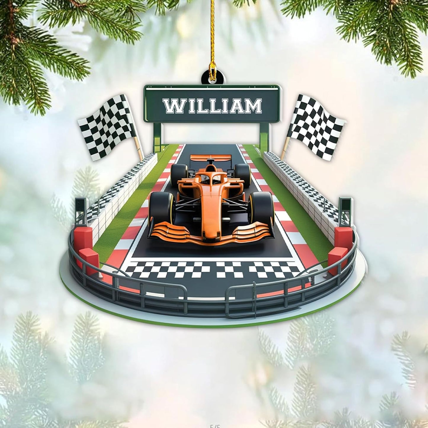 Custom Race Car Christmas Ornament – Personalized Acrylic Racing Car Decoration, Motorsport Gift for Drivers TR6
