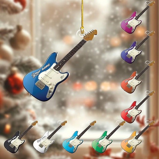 Custom Electric and Acoustic Guitar Christmas Ornament - Guitar Ornament Gift LL22