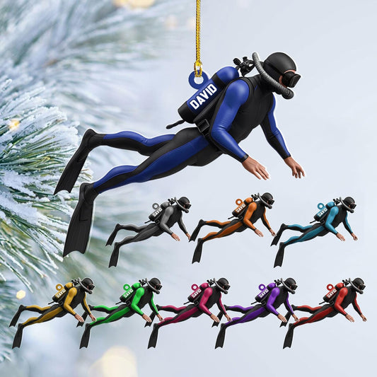 Custom Scuba Diver Ornament – Personalized Acrylic Christmas Tree Decoration, Gift for Divers and Swimmers TSD27