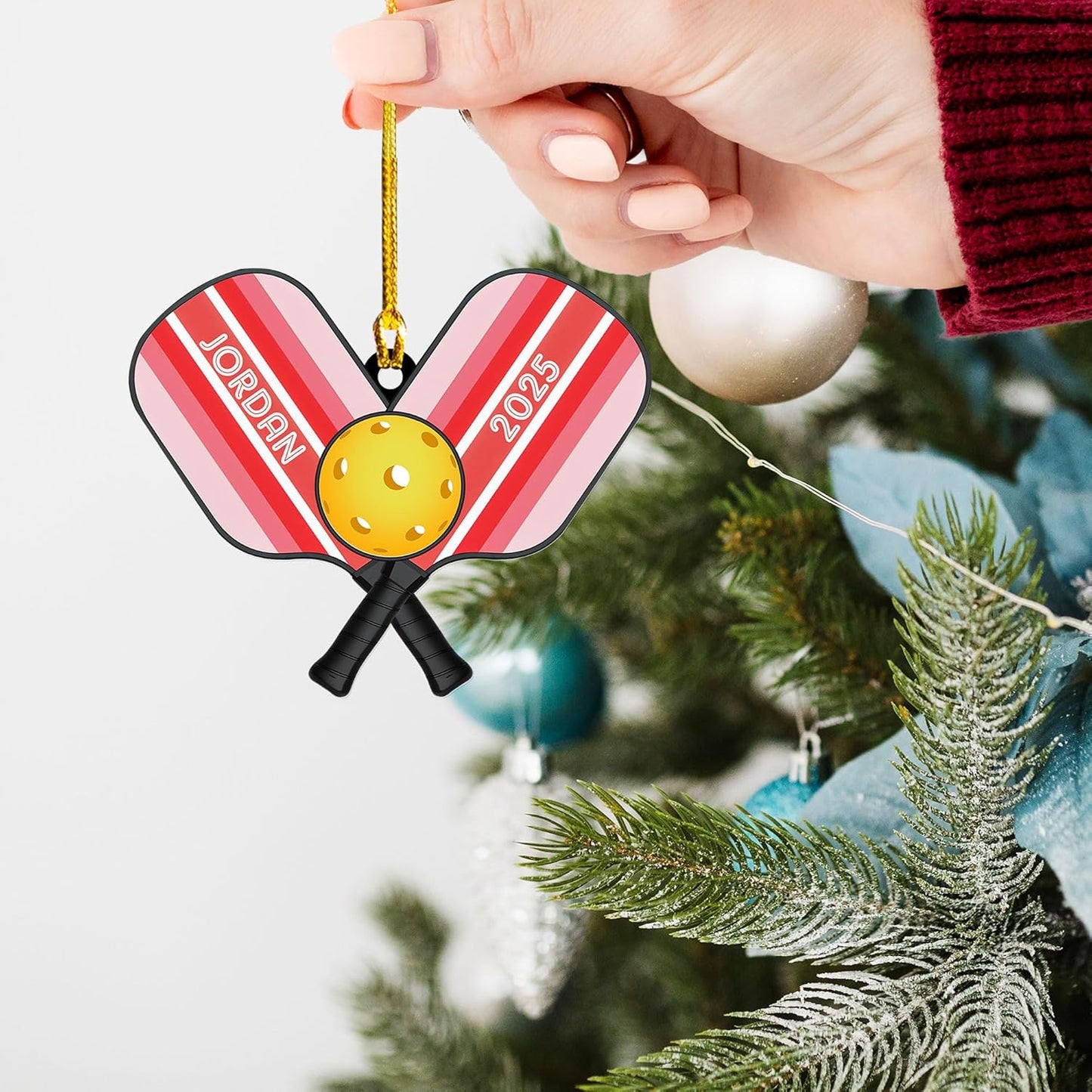 Personalized Pickleball Ornament – Custom Name & Year Paddle and Ball Christmas Ornament 6