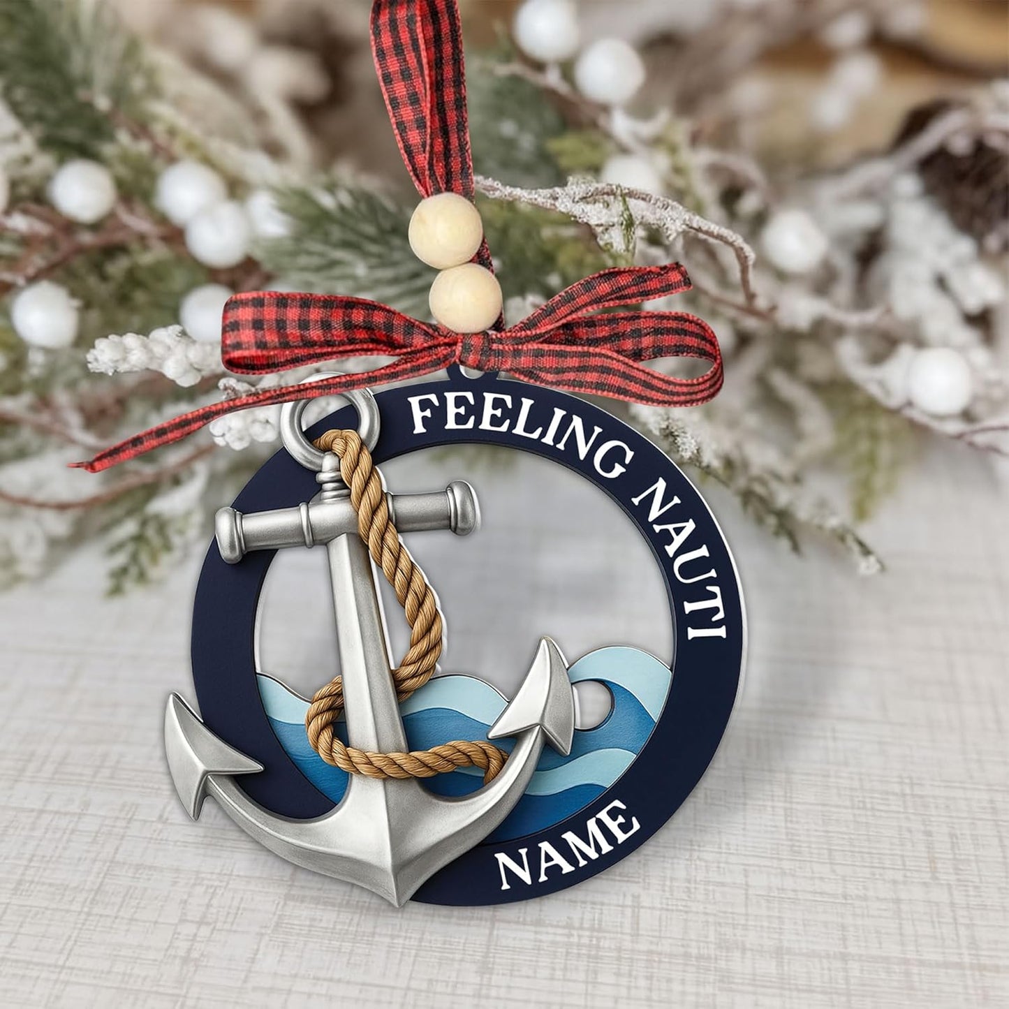Personalized Sailor Ornament – Custom Captain Sailor Acrylic Ornament, Unique Sailing Glass Keepsake, Navy Captain Holiday Gift for Sailors TS15