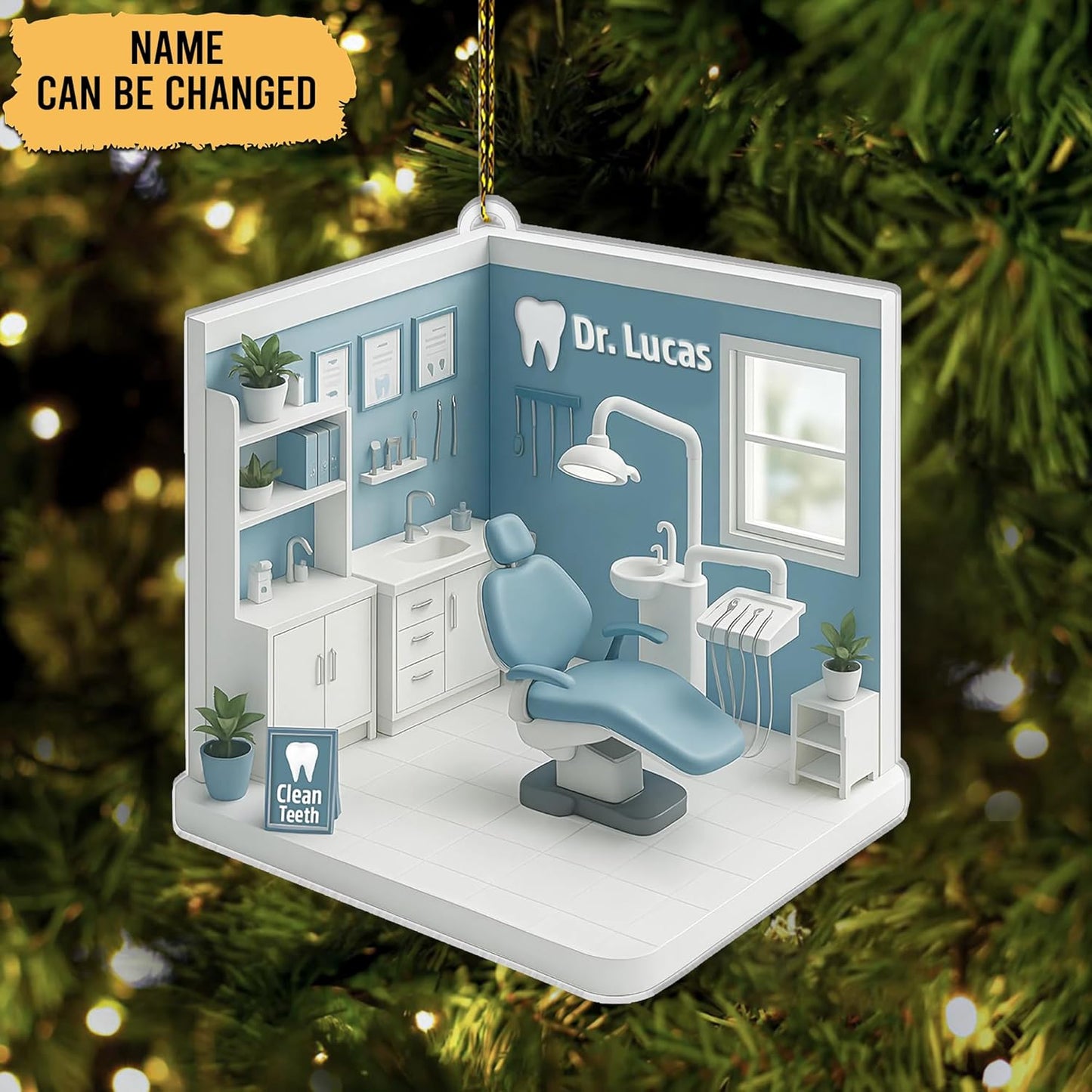 Custom Dentist Office Christmas Ornament Style 7