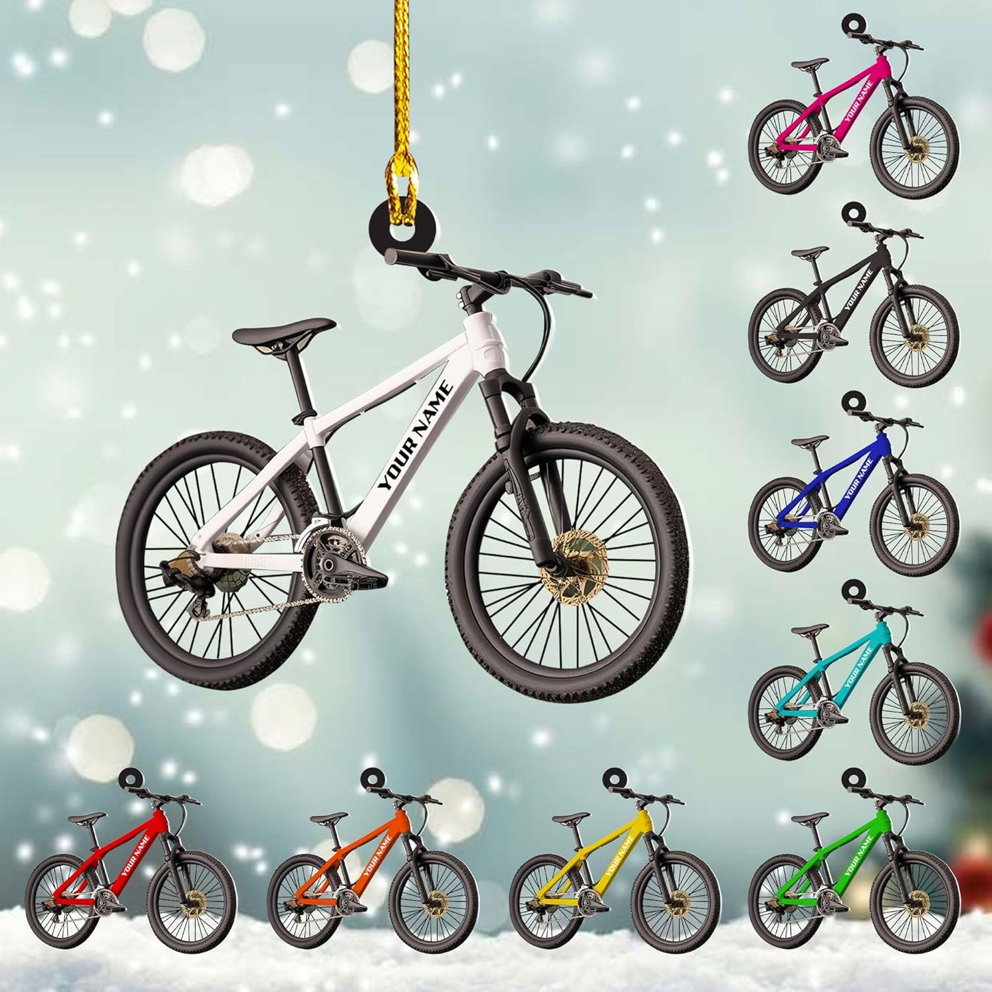 Custom Name Mountain Biking Ornament – Personalized Acrylic Cycling Christmas Gift, Sport Holiday Keepsake TB17