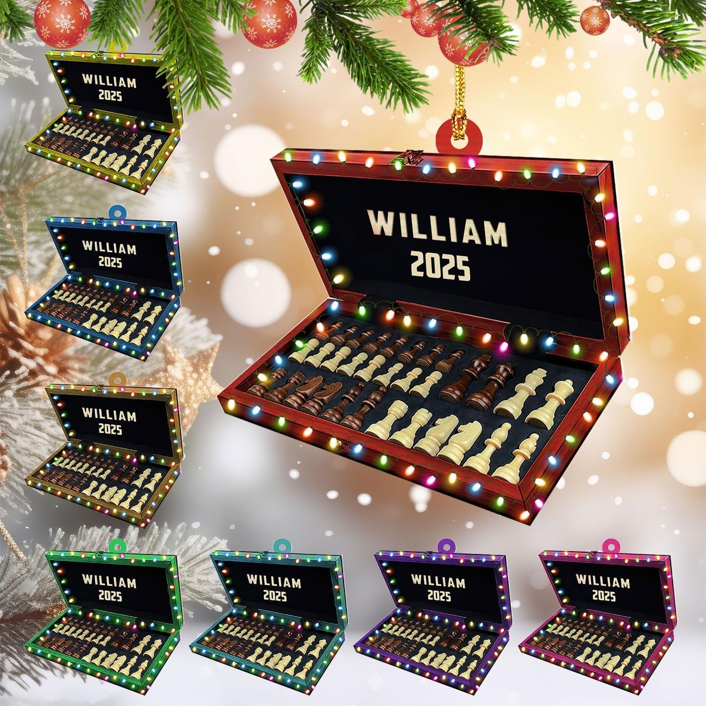 Personalized Name Chess Ornament Gift for Men Women Chess Team Player N21