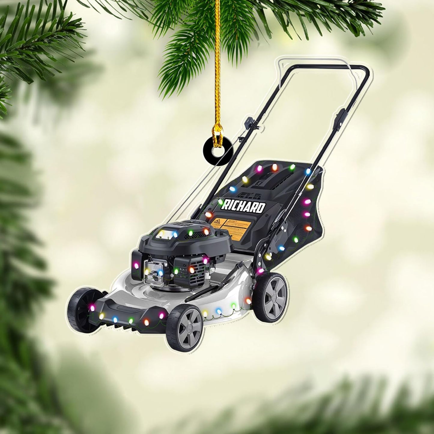 Personalized Lawn Mower Christmas Ornament | Custom Name Gardening Holiday Keepsake Gift for Gardeners & Lawn Care Workers TG59