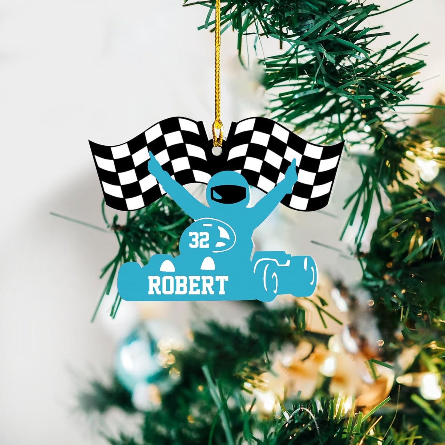 Personalized Race Car Christmas Ornament – Custom Acrylic Car Lover Gift, Racing Tree Decoration TR33