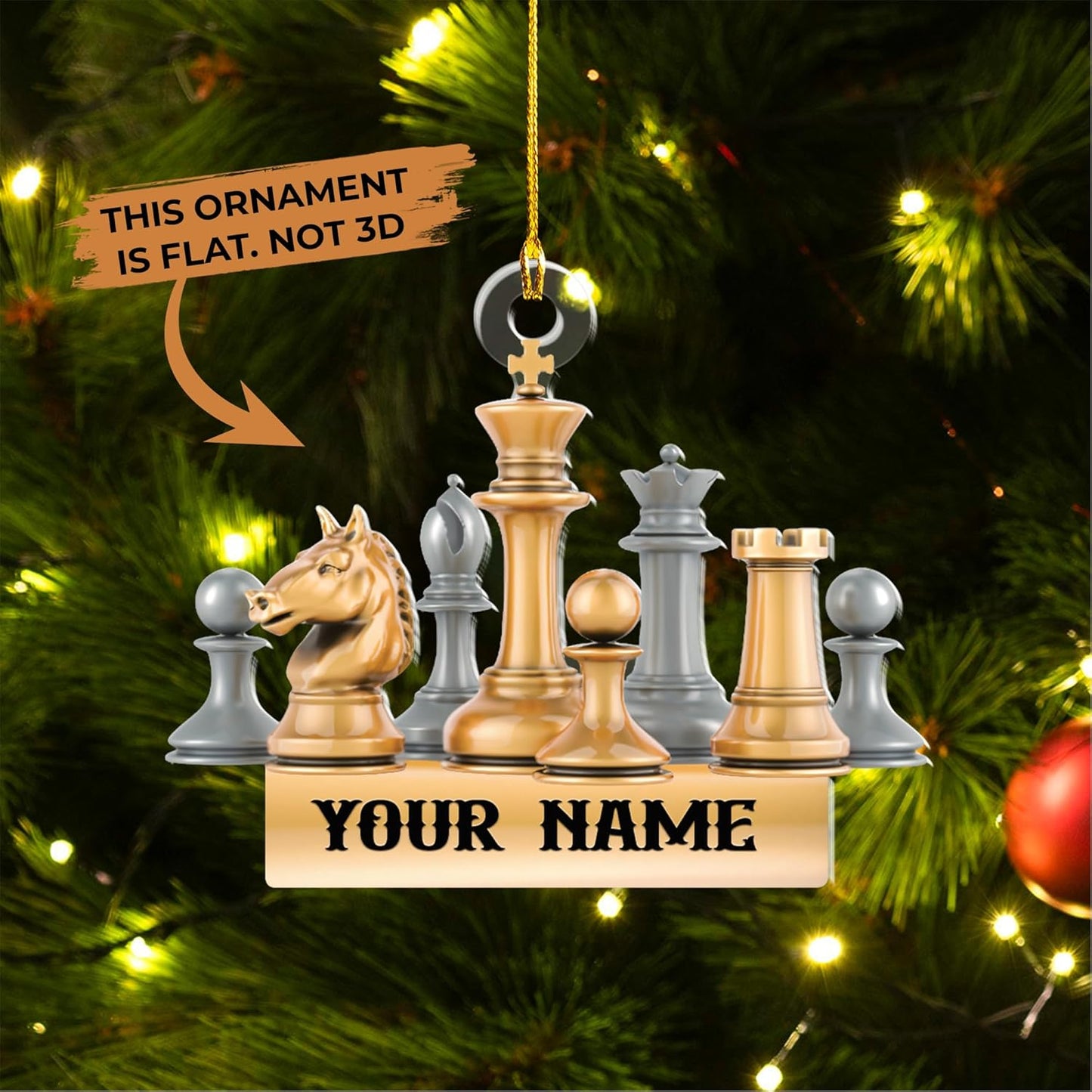 Personalized Name Chess Ornament Gift for Men Women Chess Team Player N28