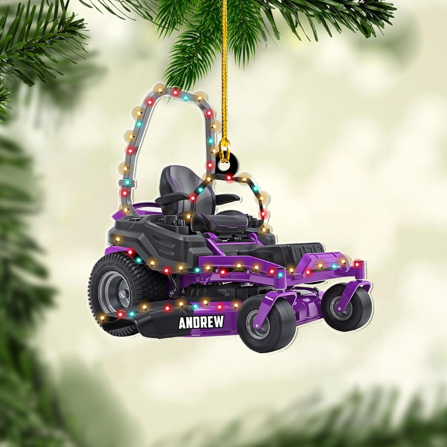 Personalized Lawn Mower Christmas Ornament | Custom Name Gardening Holiday Keepsake Gift for Gardeners & Lawn Care Workers TG63