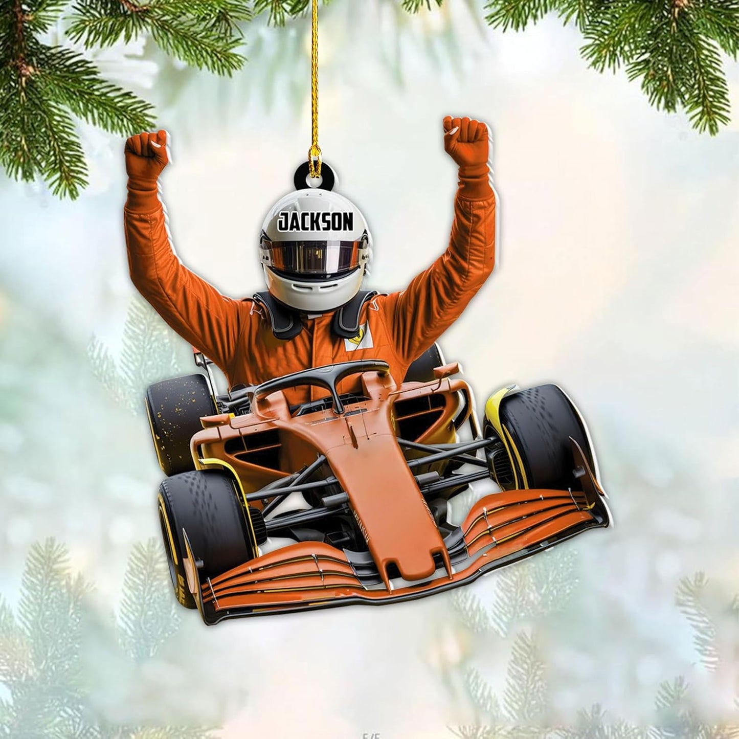 Custom Race Car Christmas Ornament – Personalized Acrylic Racing Car Decoration, Motorsport Gift for Drivers TR9