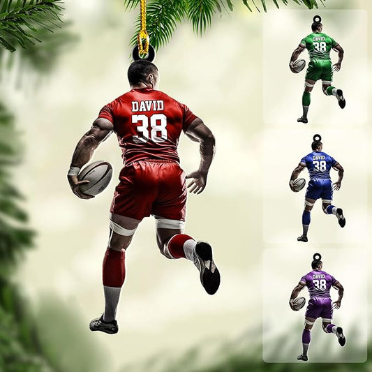 Personalized Rugby Player Christmas Gift for Sports Lovers - Rugby Ornament LL3
