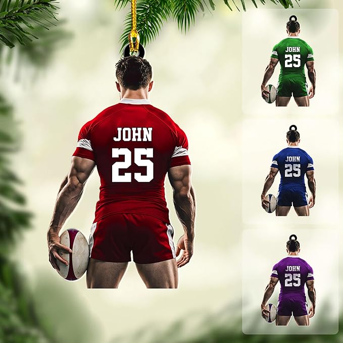 Personalized Rugby Player Christmas Gift for Sports Lovers - Rugby Ornament LL5
