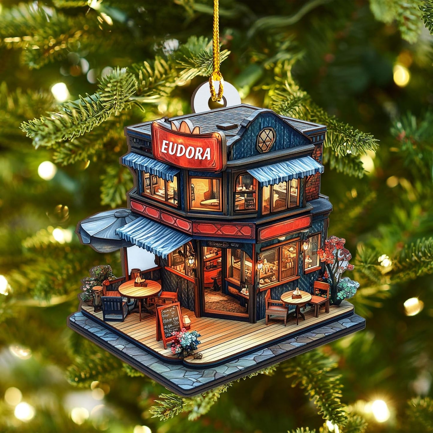 Personalized Coffee House Ornament – Unique Holiday Keepsake for Coffee Lover TC20