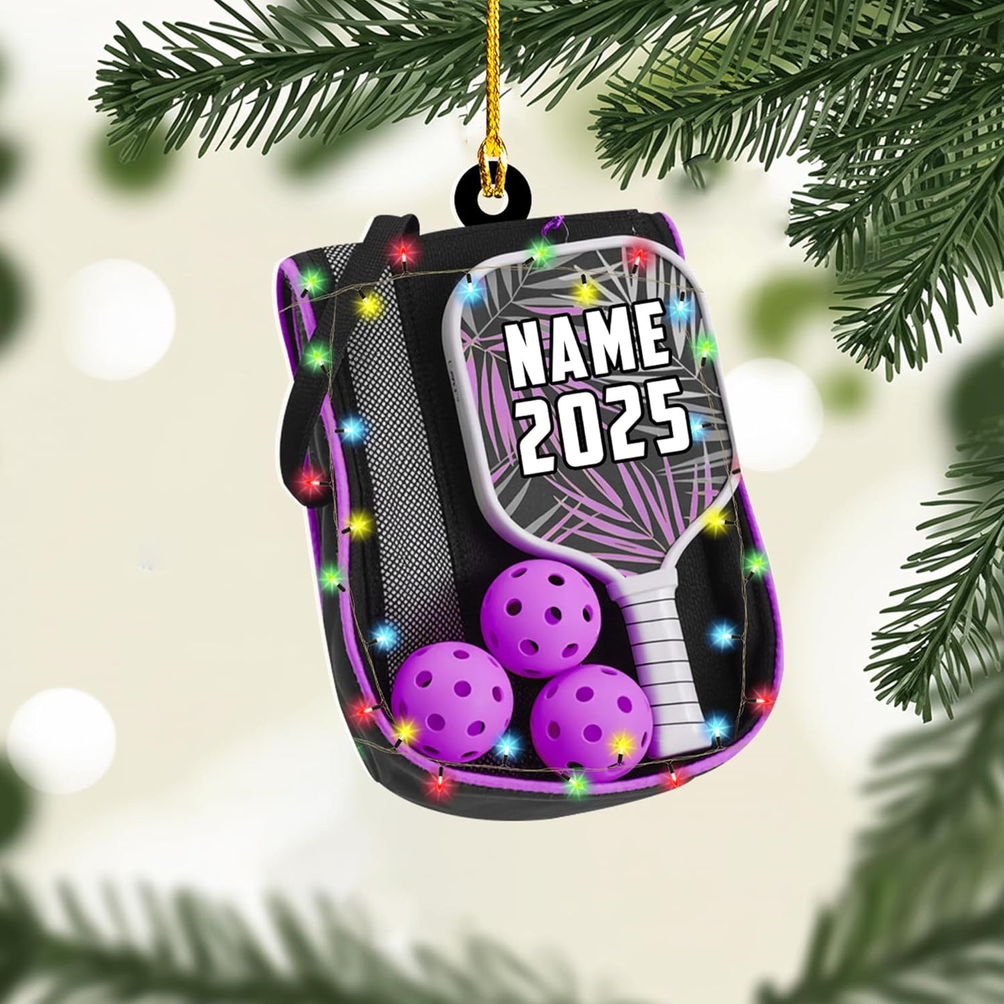 Custom Name and Year Pickleball Bag Ornament – Pickleball Christmas Ornament 4