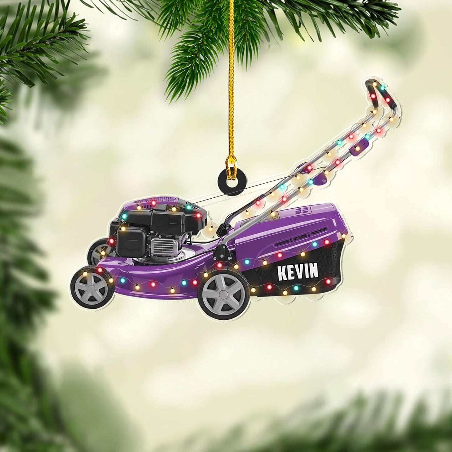 Personalized Lawn Mower Christmas Ornament | Custom Name Gardening Holiday Keepsake Gift for Gardeners & Lawn Care Workers TG65