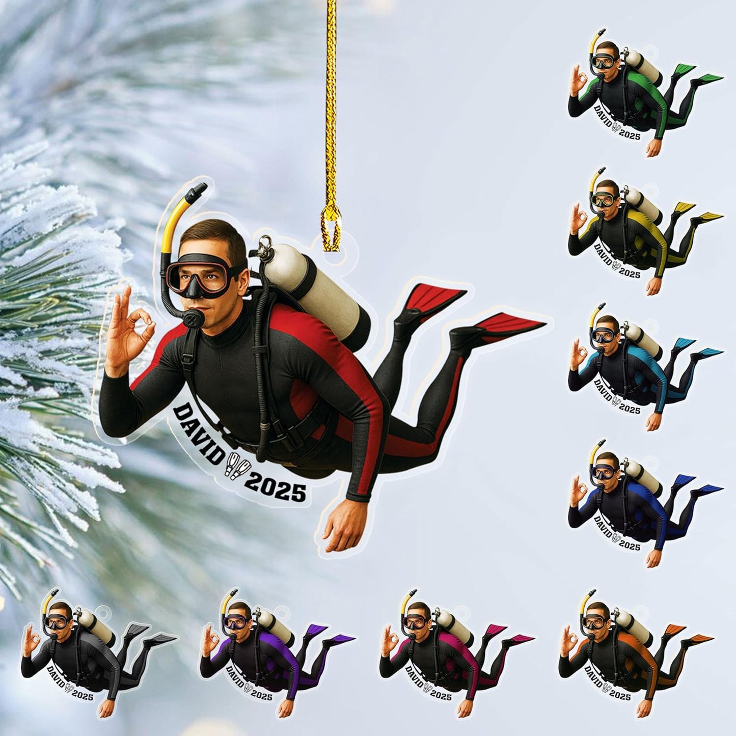 Custom Scuba Diver Ornament – Personalized Acrylic Christmas Tree Decoration, Gift for Divers and Swimmers TSD30