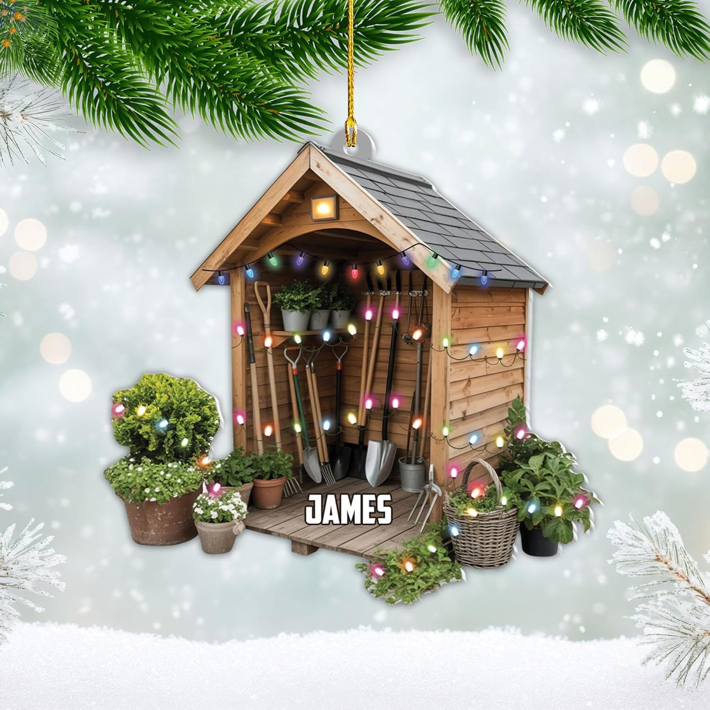 Custom Name Garden Equipment Ornament | Gardener Christmas Tree Decor Gift for Plant & Nature Lovers TG75