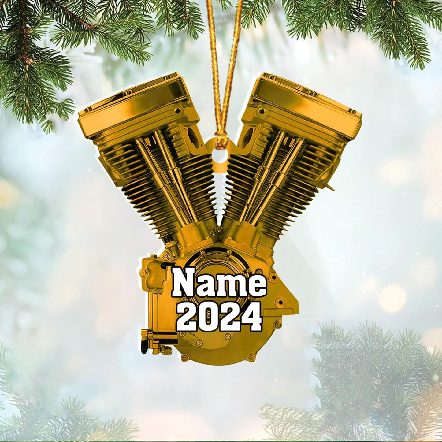 Custom Drag Racing Ornament – Personalized Hot Rod Engine Acrylic Christmas Decoration, Mechanic Gift for Car Lovers TDR5